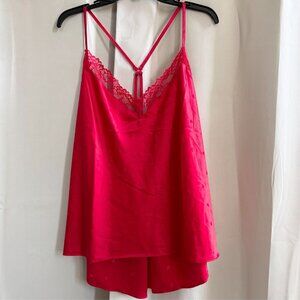 Joyspun Slip Top Size 3X Red Heart Satin Lace Cami Vamp Whimsigoth Grunge 18761